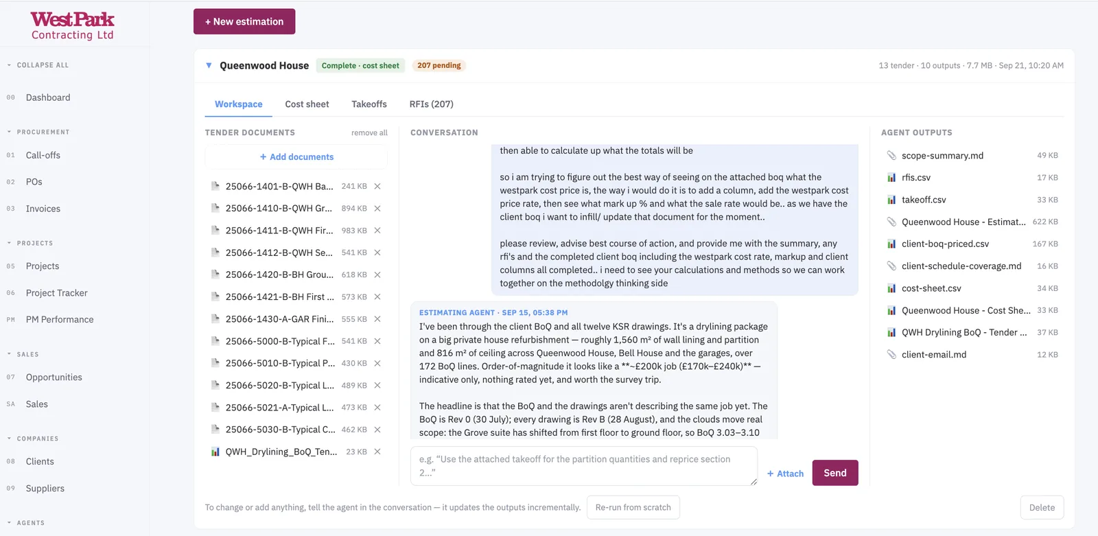 Siteliner — estimating agent workspace
